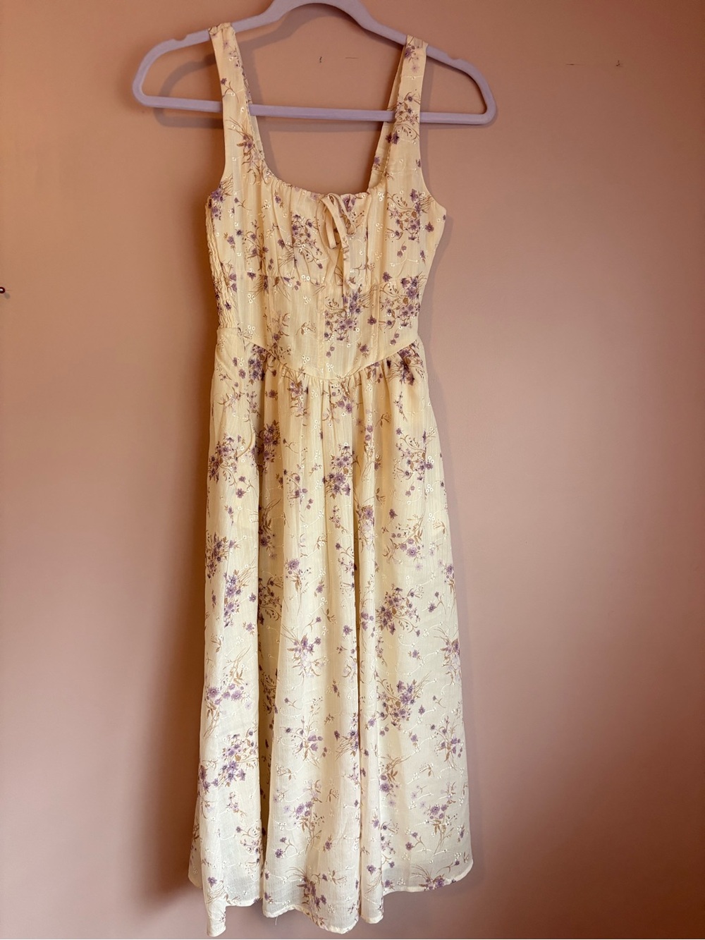 ❤️Jessica Simpson Cream Dress with Lilac Floral Print